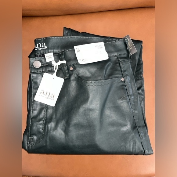 ANA New with Tags NWT Faux Leather Denim High Rise SkinnyJeans Size 16 - Picture 2 of 9